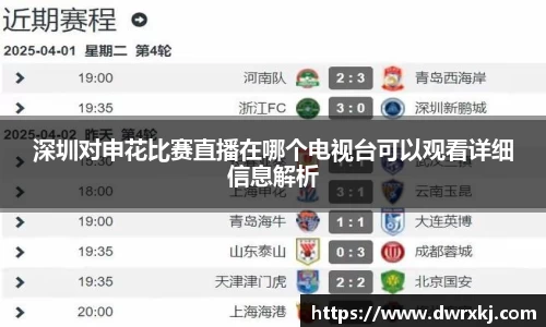 深圳对申花比赛直播在哪个电视台可以观看详细信息解析